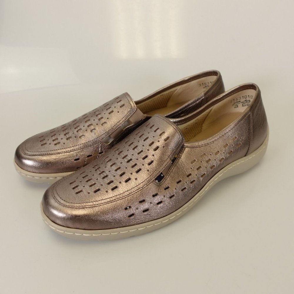 Waldlaufer Mens 6.5 Copper Shiny Leather Henni Loafer Flat Glossy Slip On Shoe